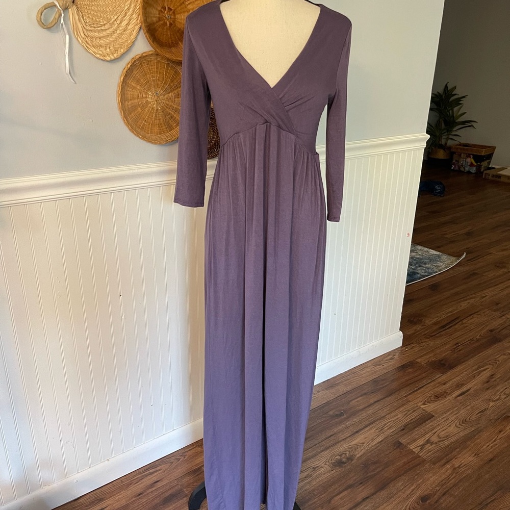 Mother Bee Maternity Purple Full Length Dress Size Medium